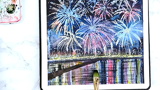 Painting Fireworks: Watercolor Resist