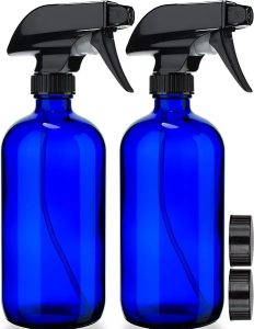 Empty Blue Glass Spray Bottles (2 Pack)